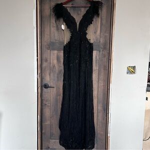 Mac Duggal Black Lace Evening Gown